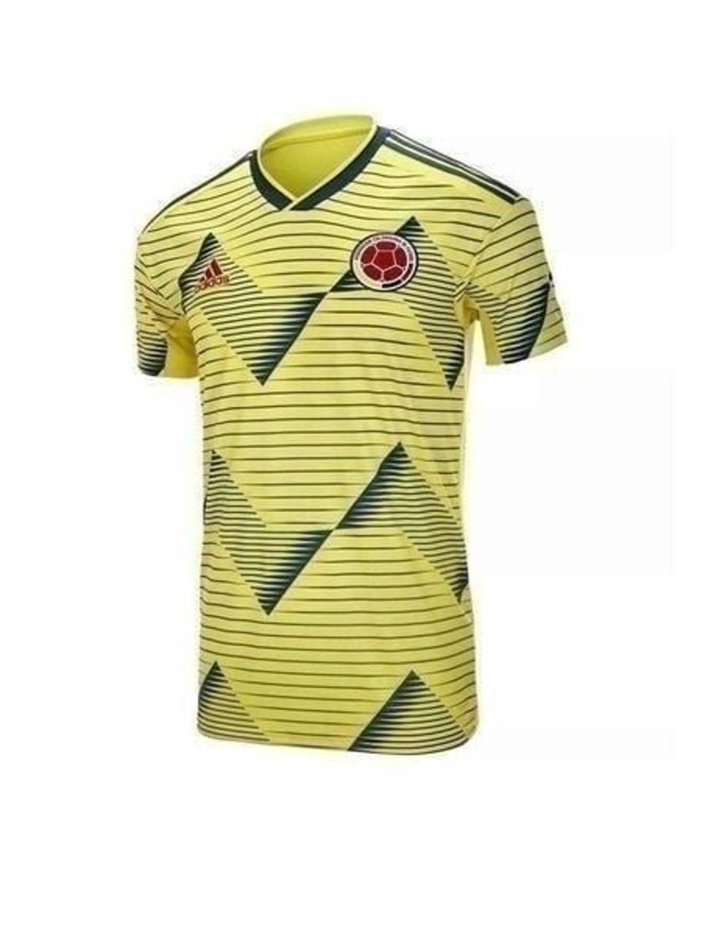 Adidas Mens Yellow Colombia Football Jersey with Navy Accents Size M